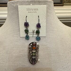 Shivam Sterling Silver Multicolor Earrings